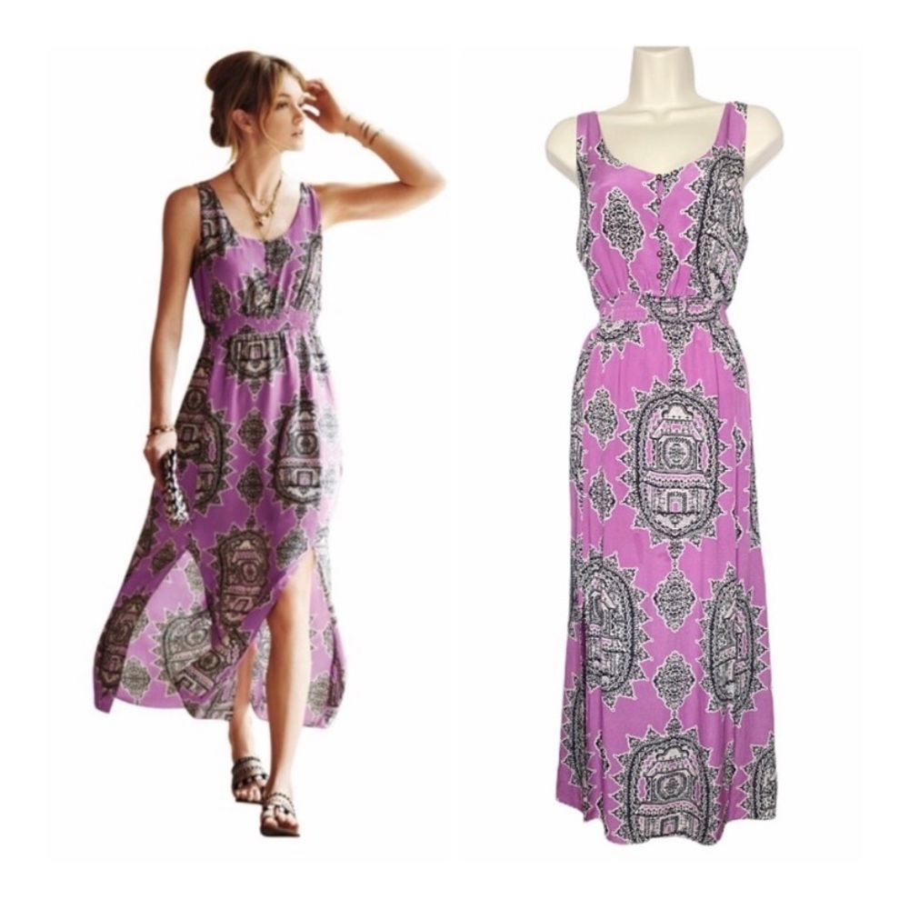 Maeve Maxi Dress - Purple with Black Medallions